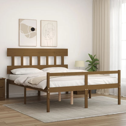 Senior Bed without Mattress Honey Brown King Size Solid Wood