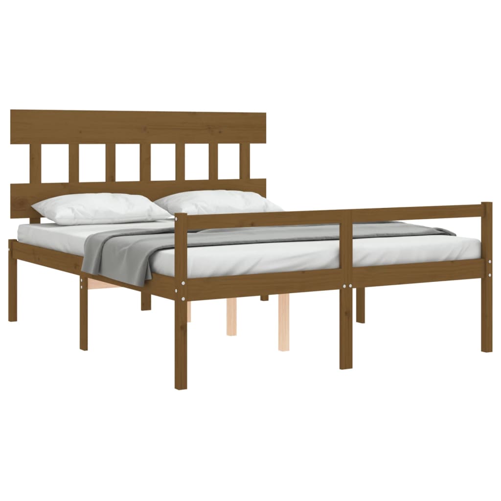 Senior Bed without Mattress Honey Brown King Size Solid Wood