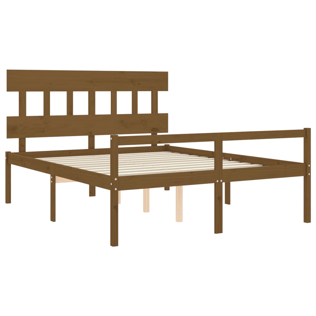 Senior Bed without Mattress Honey Brown King Size Solid Wood