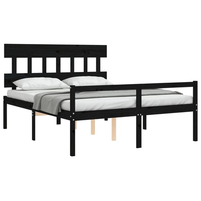 Senior Bed without Mattress Black King Size Solid Wood