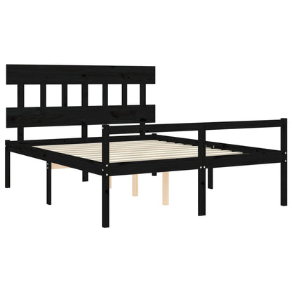 Senior Bed without Mattress Black King Size Solid Wood