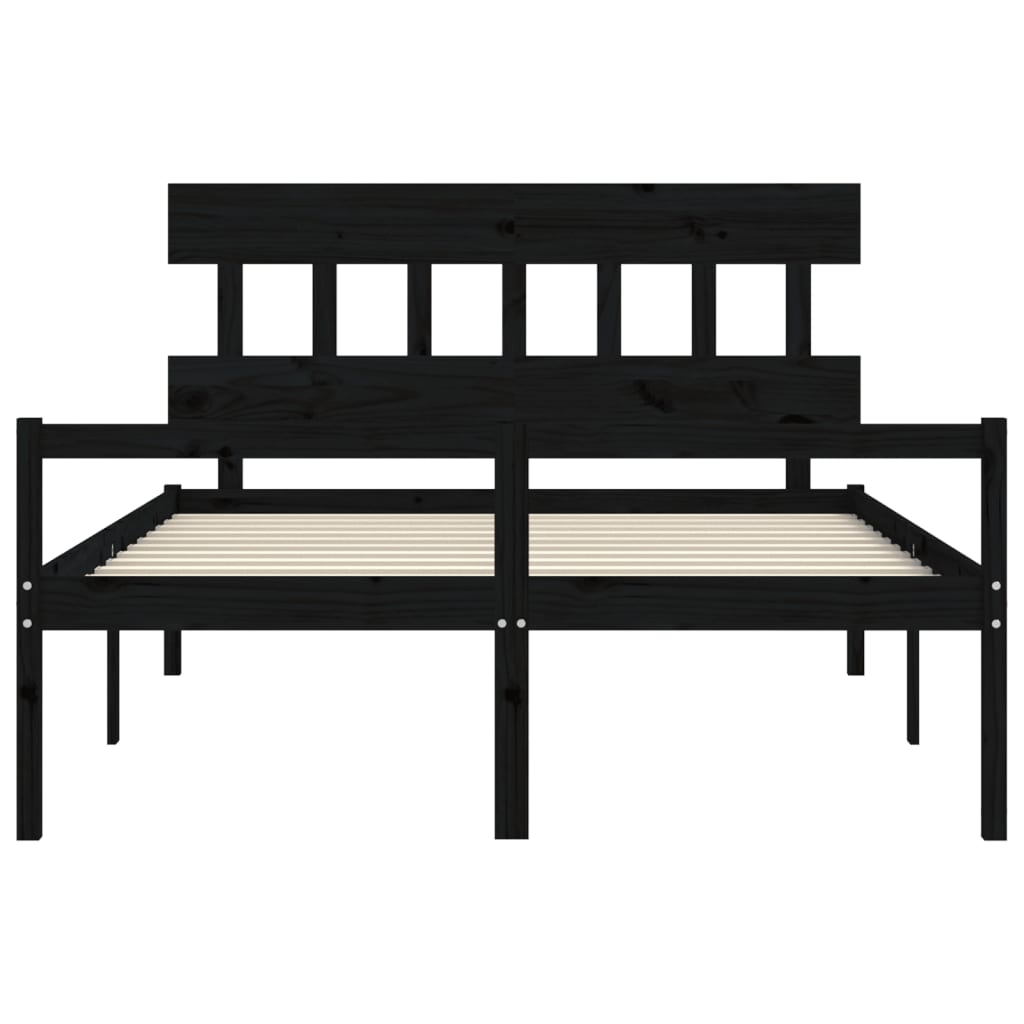 Senior Bed without Mattress Black King Size Solid Wood