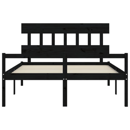 Senior Bed without Mattress Black King Size Solid Wood