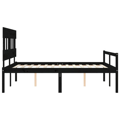 Senior Bed without Mattress Black King Size Solid Wood