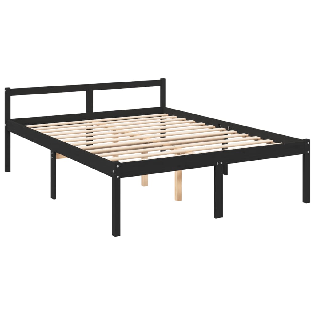 Senior Bed without Mattress Black King Size Solid Wood