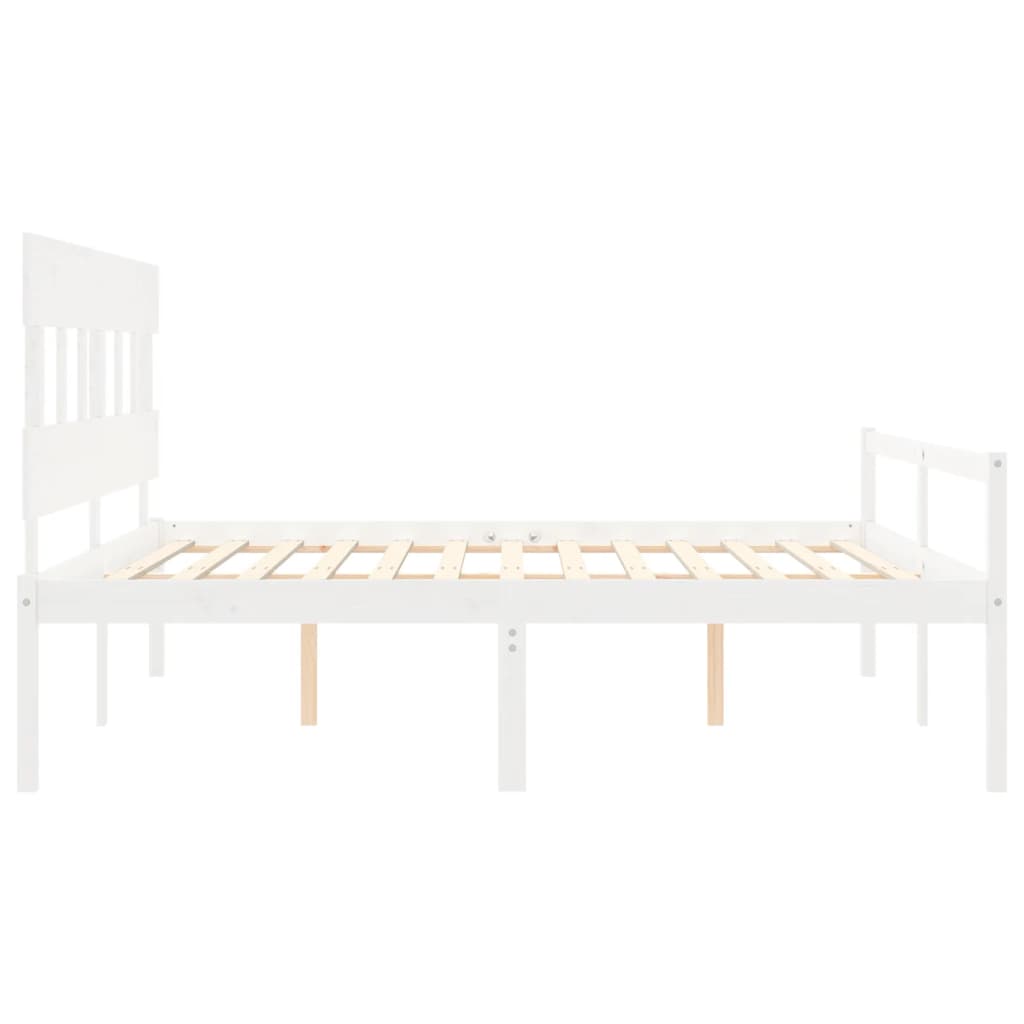 Bed Frame with Headboard White Super King Size Solid Wood