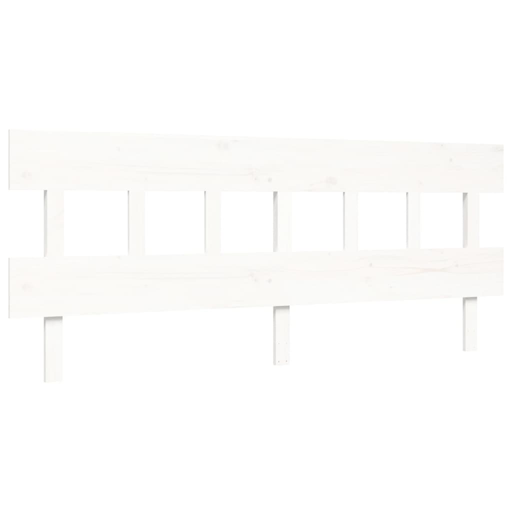 Bed Frame with Headboard White Super King Size Solid Wood