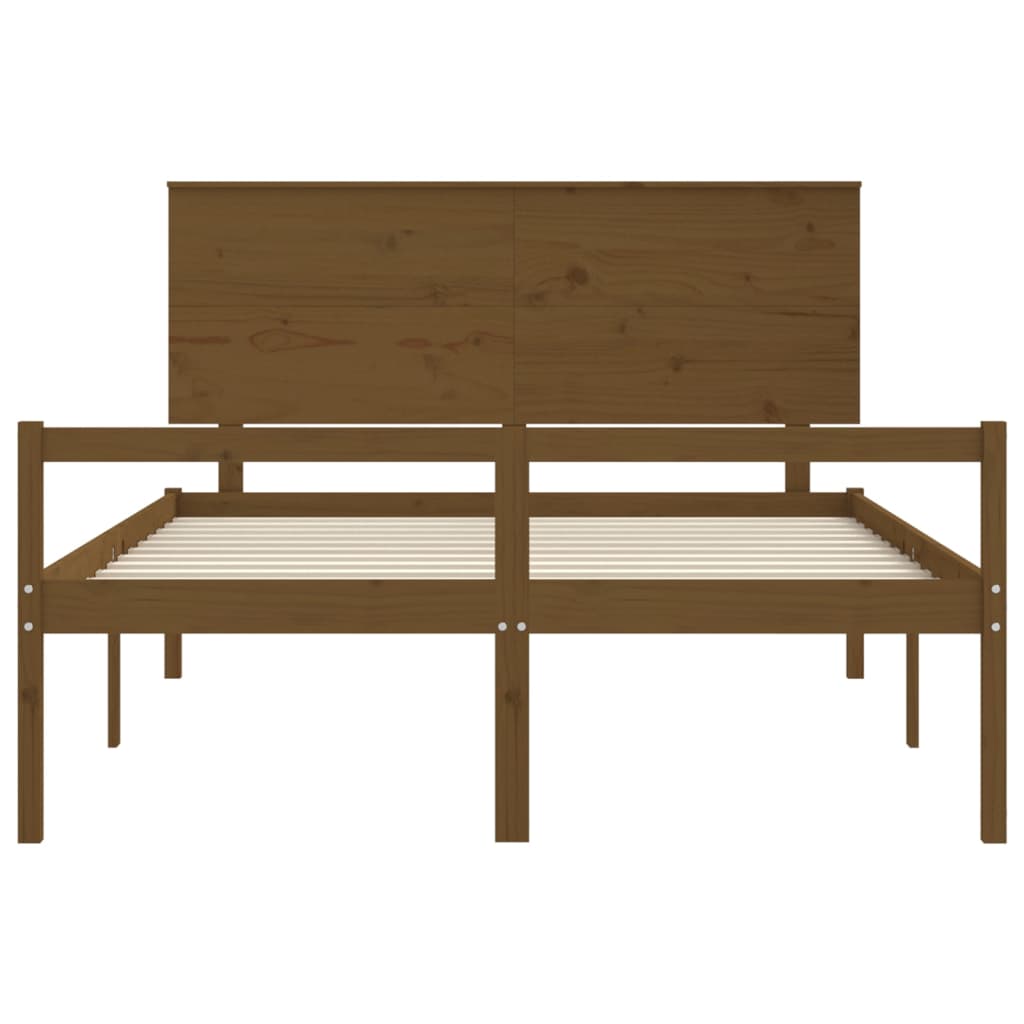 Bed Frame with Headboard Honey Brown King Size Solid Wood