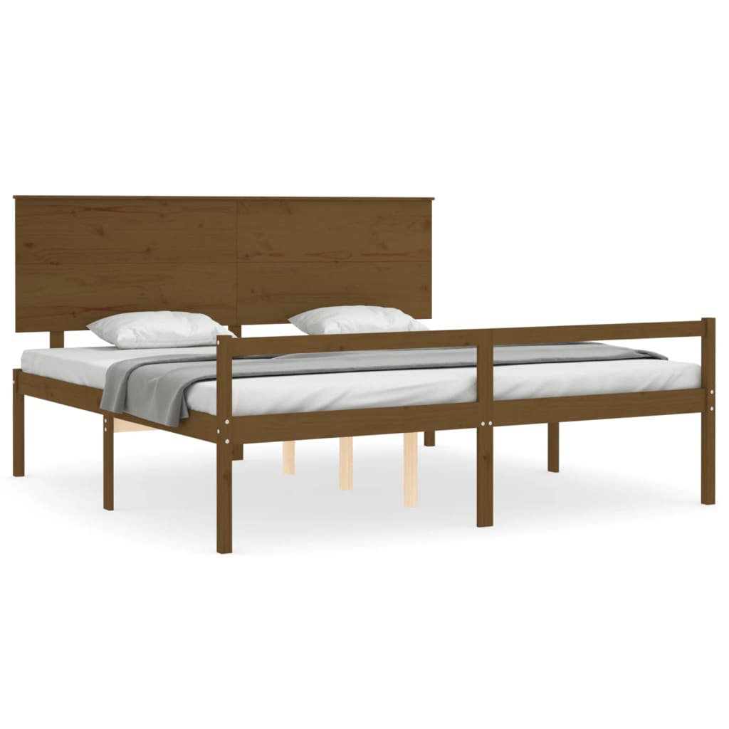 Senior Bed without Mattress Honey Brown 200x200 cm Solid Wood