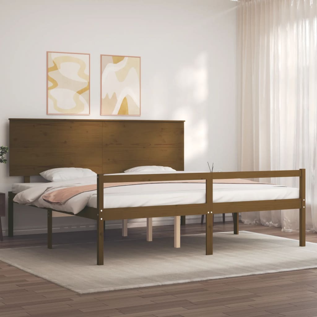 Senior Bed without Mattress Honey Brown 200x200 cm Solid Wood