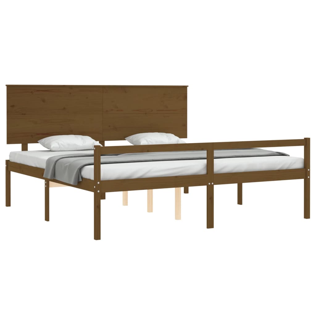 Senior Bed without Mattress Honey Brown 200x200 cm Solid Wood