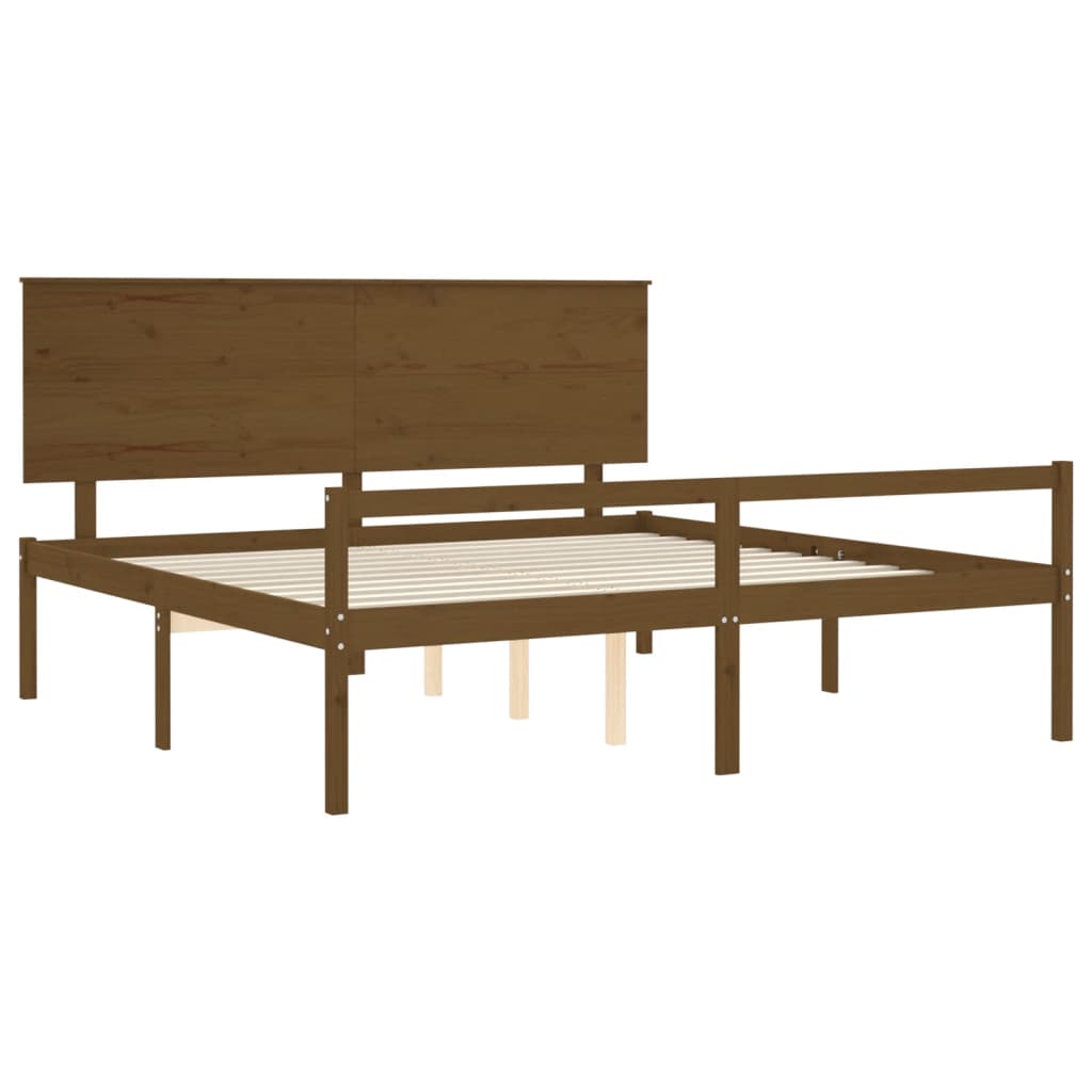 Senior Bed without Mattress Honey Brown 200x200 cm Solid Wood