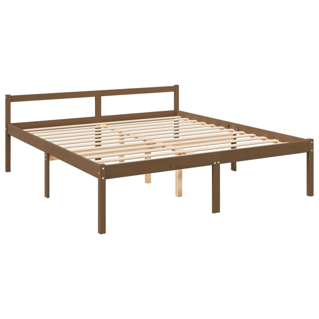 Senior Bed without Mattress Honey Brown 200x200 cm Solid Wood