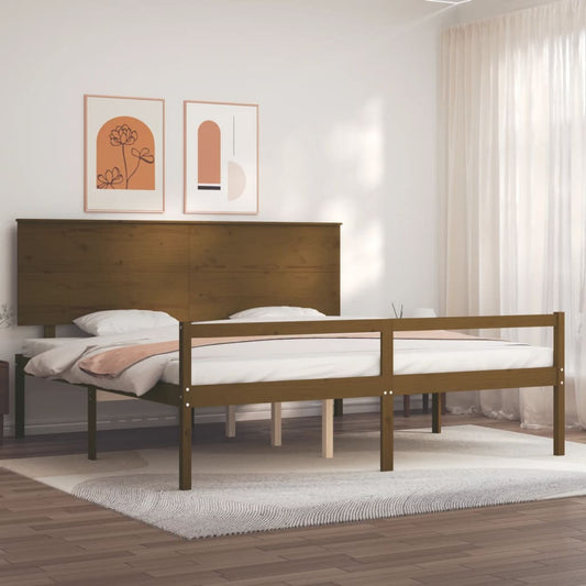 Senior Bed without Mattress Honey Brown 200x200 cm Solid Wood