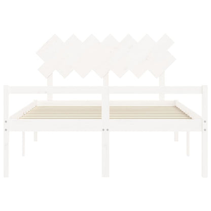 Bed Frame with Headboard White King Size Solid Wood