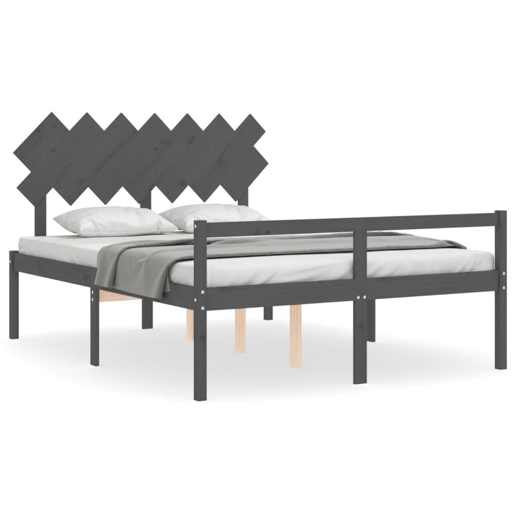 Senior Bed without Mattress Grey King Size Solid Wood