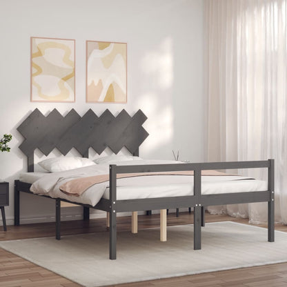 Senior Bed without Mattress Grey King Size Solid Wood