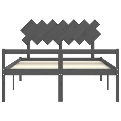 Senior Bed without Mattress Grey King Size Solid Wood