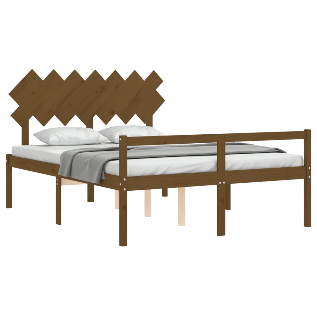 Senior Bed without Mattress Honey Brown King Size Solid Wood