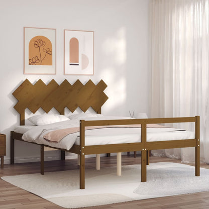 Senior Bed without Mattress Honey Brown King Size Solid Wood