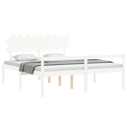 Senior Bed without Mattress White Super King Size Solid Wood