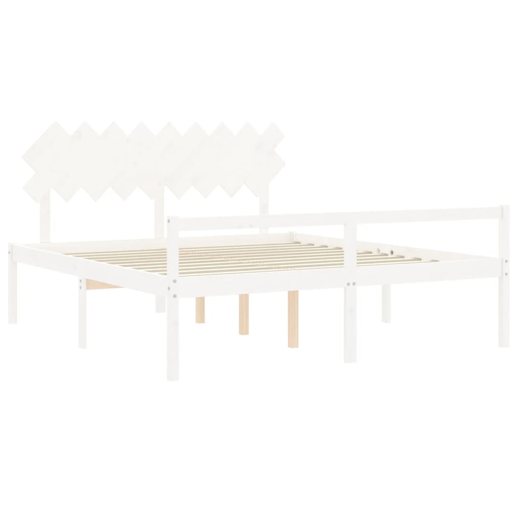 Senior Bed without Mattress White Super King Size Solid Wood