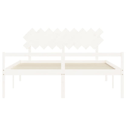 Senior Bed without Mattress White Super King Size Solid Wood