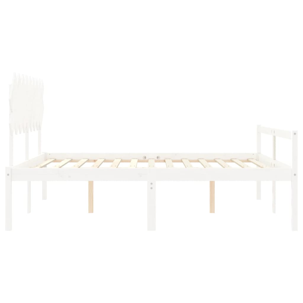 Senior Bed without Mattress White Super King Size Solid Wood