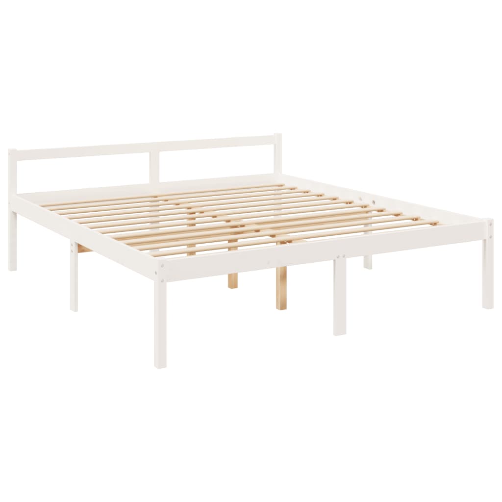 Senior Bed without Mattress White Super King Size Solid Wood