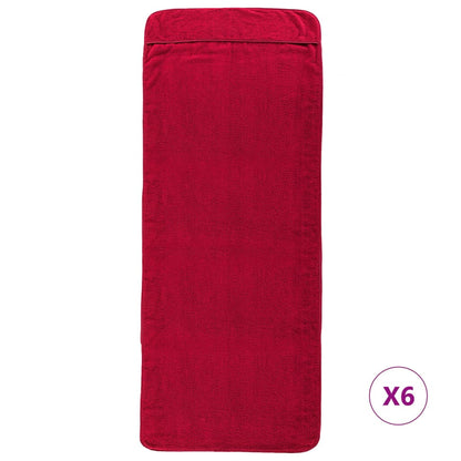 Beach Towels 6 pcs Burgundy 60x135 cm Fabric 400 GSM