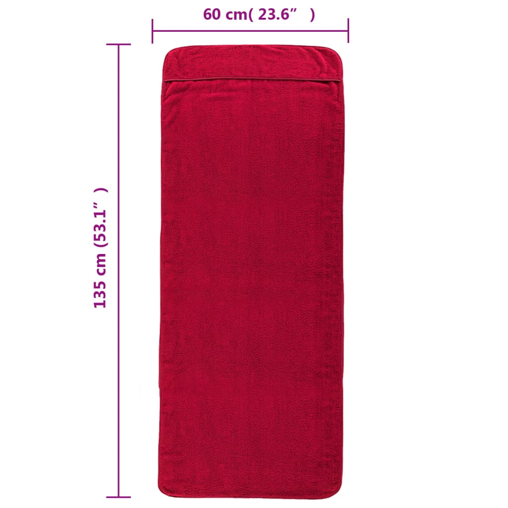 Beach Towels 6 pcs Burgundy 60x135 cm Fabric 400 GSM