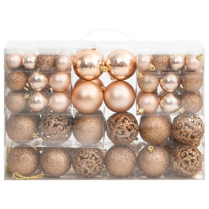 111 Piece Christmas Bauble Set Rose Gold Polystyrene