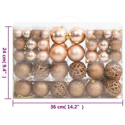 111 Piece Christmas Bauble Set Rose Gold Polystyrene