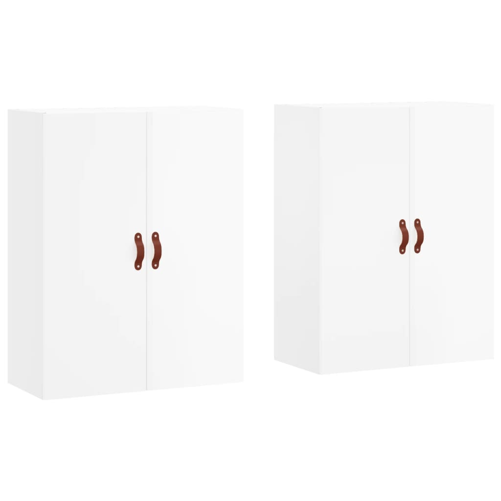 Wall Mounted Cabinets 2 pcs High Gloss White 69.5x34x90 cm