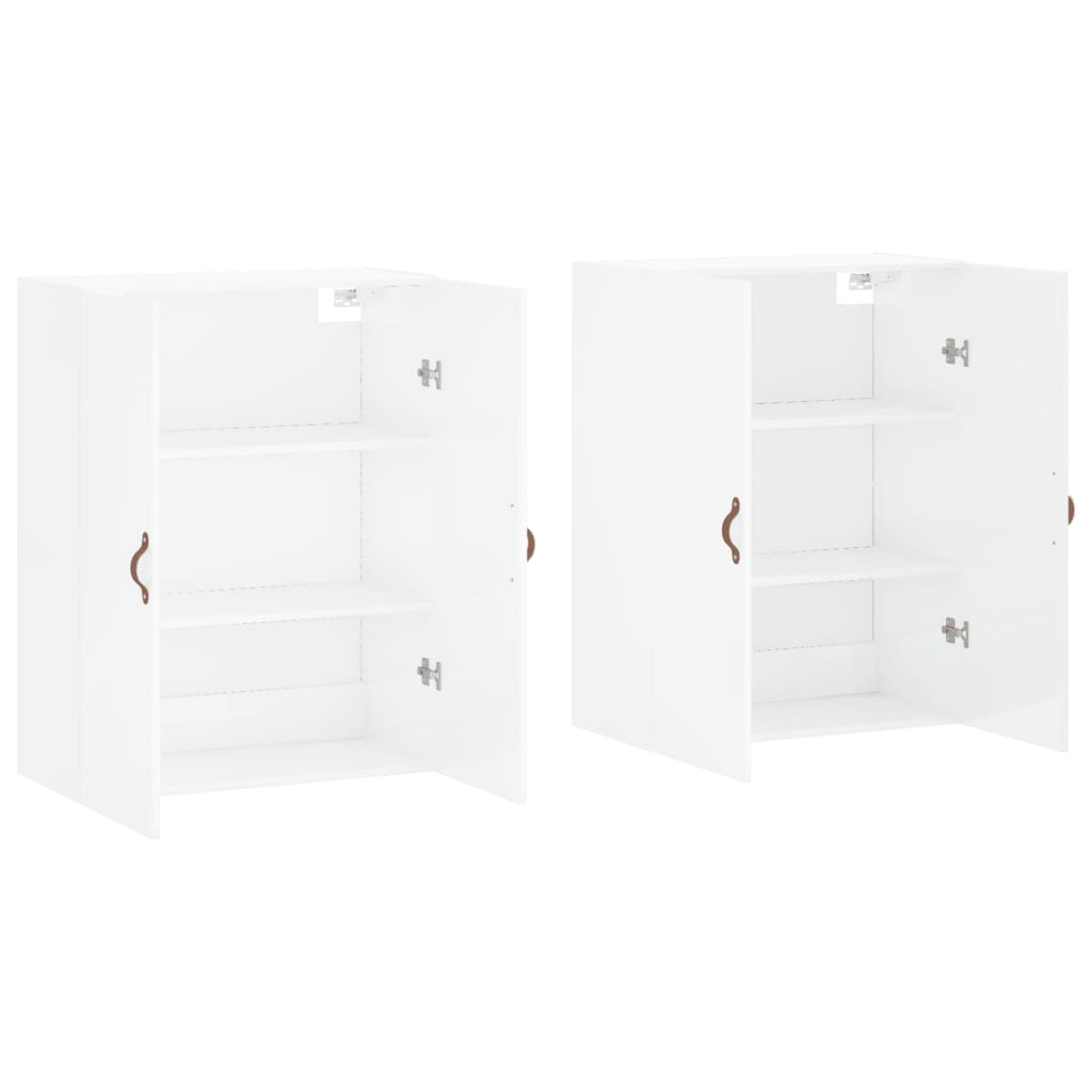 Wall Mounted Cabinets 2 pcs High Gloss White 69.5x34x90 cm