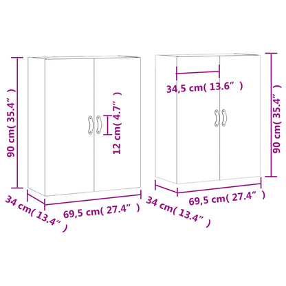 Wall Mounted Cabinets 2 pcs Concrete Grey 69.5x34x90 cm