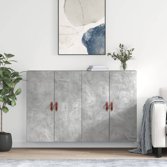 Wall Mounted Cabinets 2 pcs Concrete Grey 69.5x34x90 cm