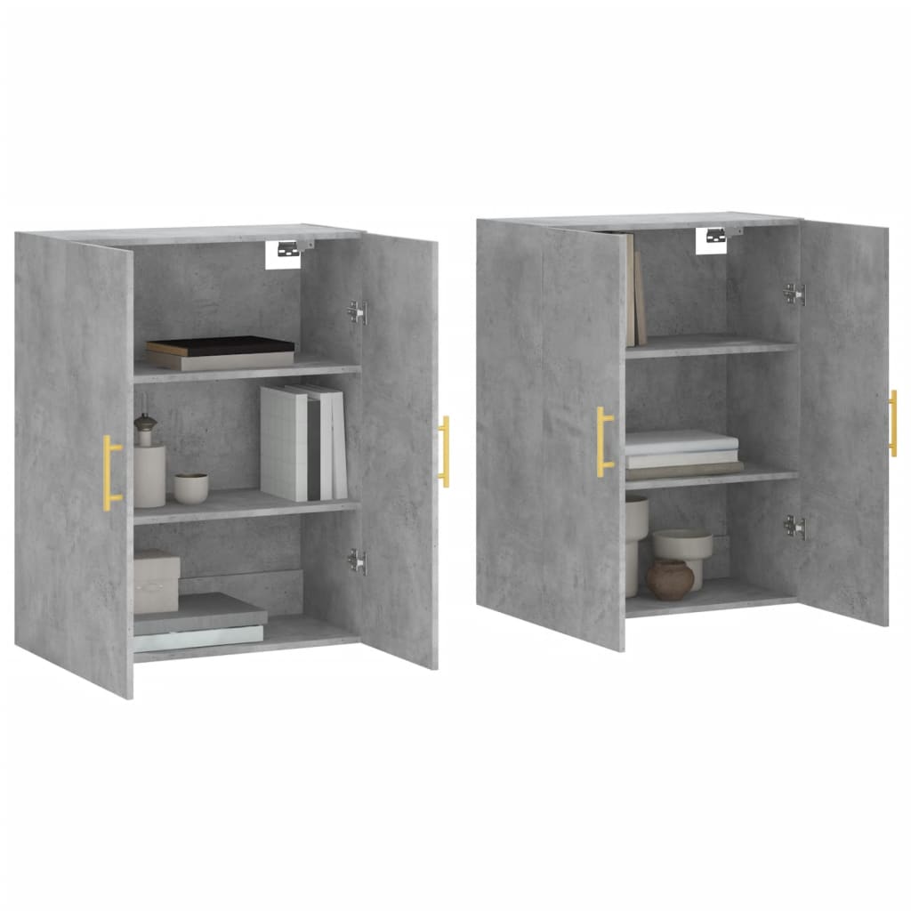 Wall Mounted Cabinets 2 pcs Concrete Grey 69.5x34x90 cm