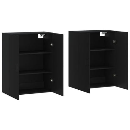 Wall Mounted Cabinets 2 pcs Black 69.5x34x90 cm