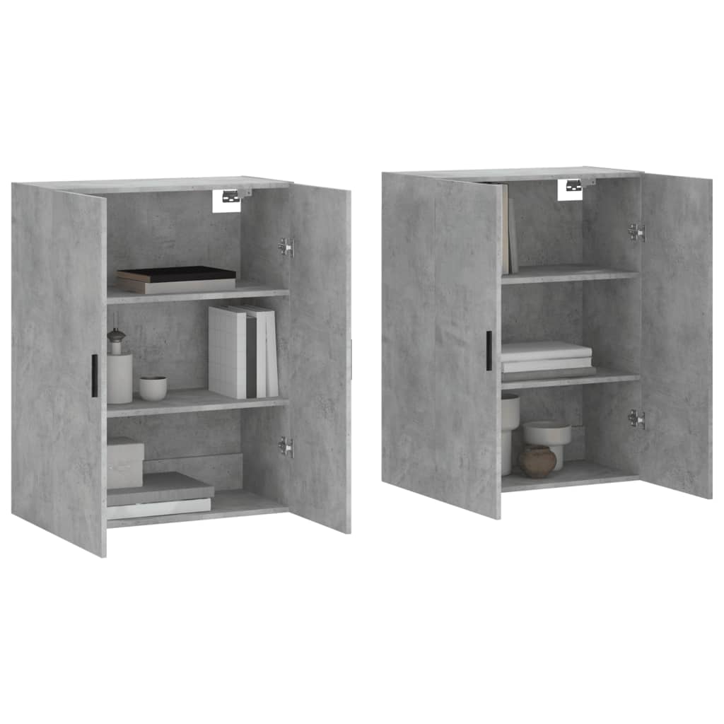 Wall Mounted Cabinets 2 pcs Concrete Grey 69.5x34x90 cm