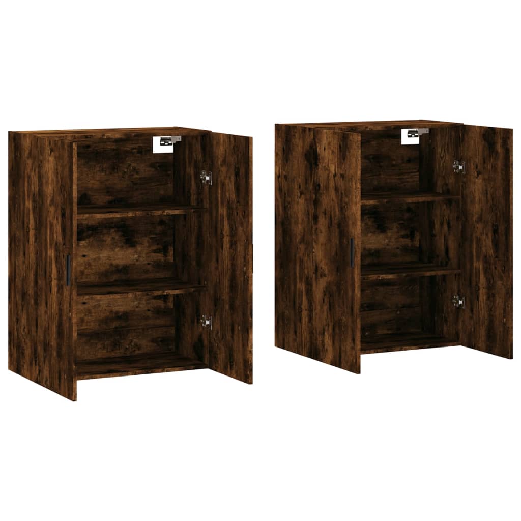 Wall Mounted Cabinets 2 pcs Smoked Oak 69.5x34x90 cm