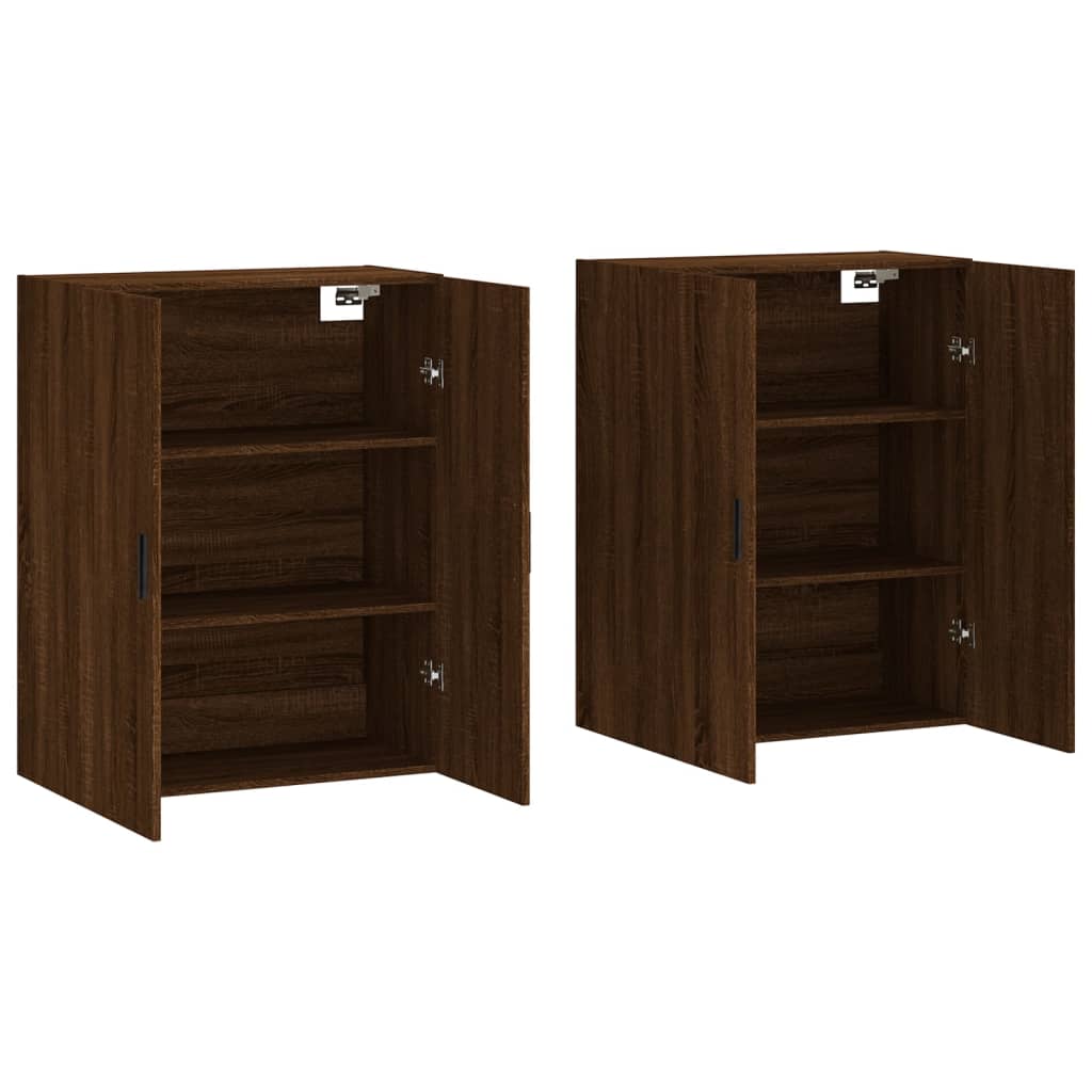 Wall Mounted Cabinets 2 pcs Brown Oak 69.5x34x90 cm