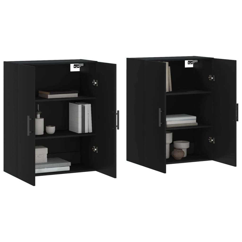 Wall Mounted Cabinets 2 pcs Black 69.5x34x90 cm