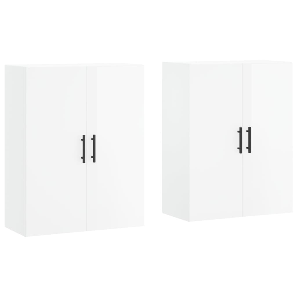 Wall Mounted Cabinets 2 pcs High Gloss White 69.5x34x90 cm