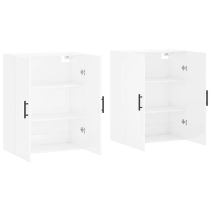 Wall Mounted Cabinets 2 pcs High Gloss White 69.5x34x90 cm