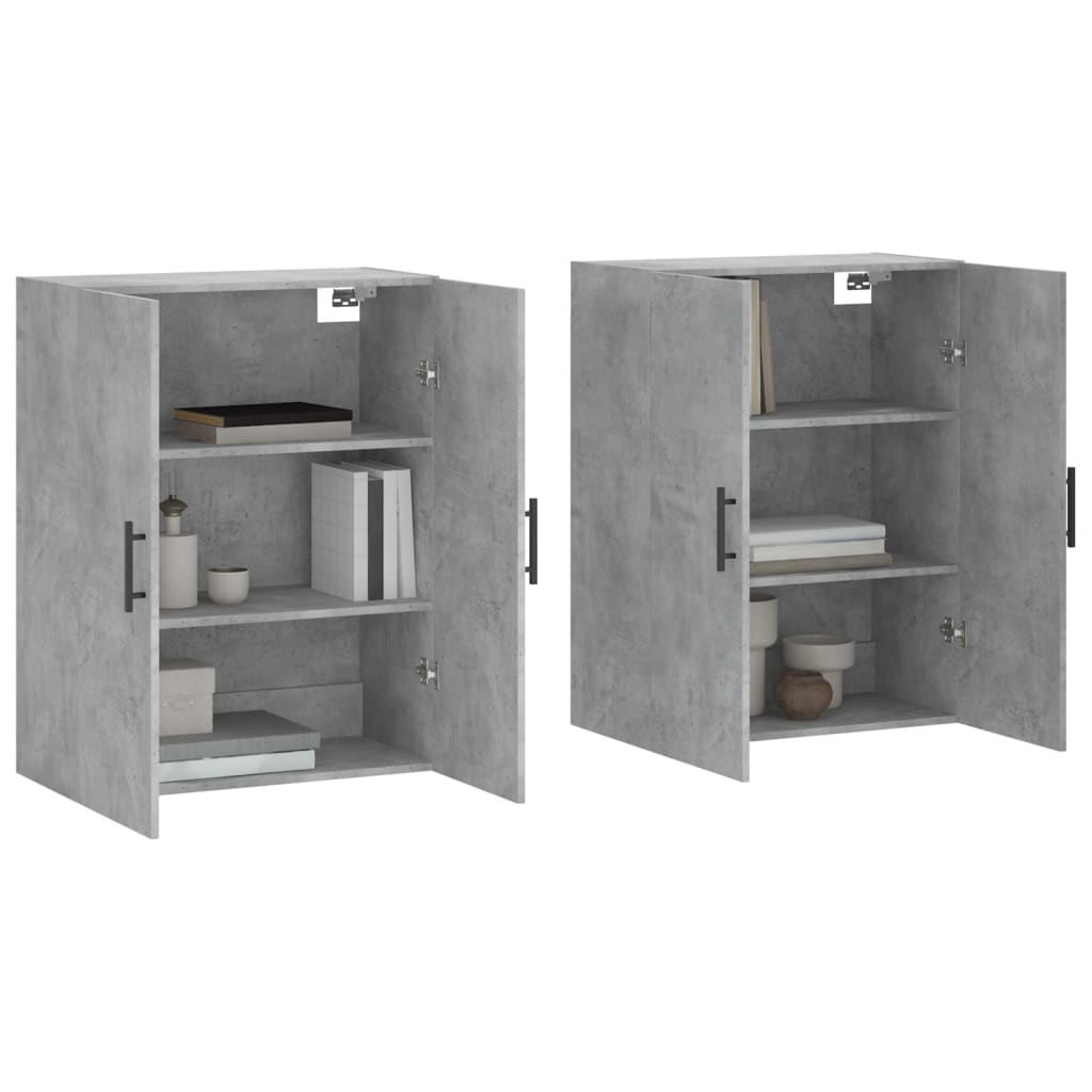 Wall Mounted Cabinets 2 pcs Concrete Grey 69.5x34x90 cm