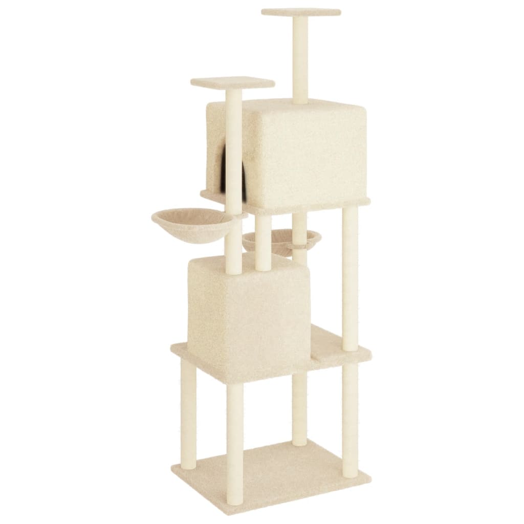 Cat Tree with Sisal Scratching Posts Cream 180 cm