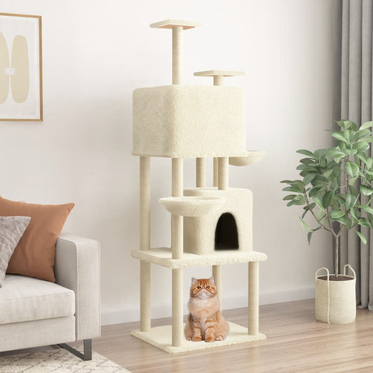 Cat Tree with Sisal Scratching Posts Cream 180 cm