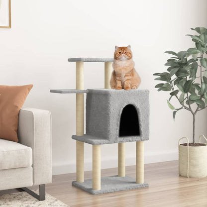 Cat Tree with Sisal Scratching Posts Light Grey 97 cm