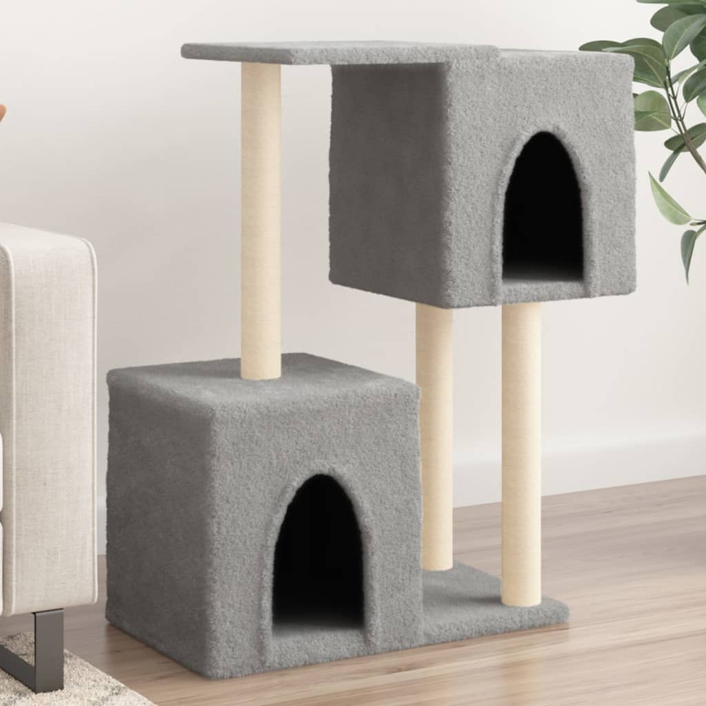 Cat Tree with Sisal Scratching Posts Light Grey 86 cm